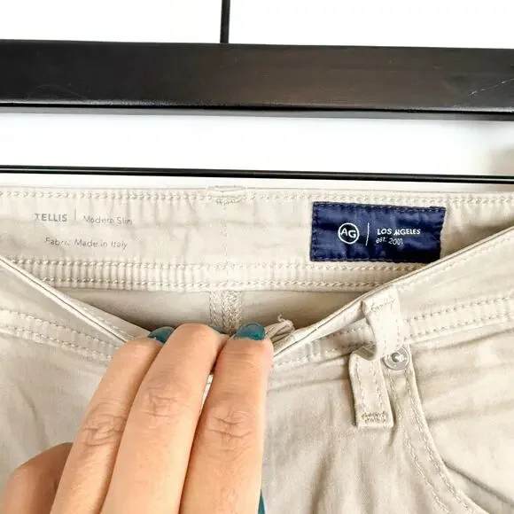 AG Adriano Goldschmied Tellis Modern Slim Chino Pants Khaki Beige - 34x32 - Picture 5 of 12